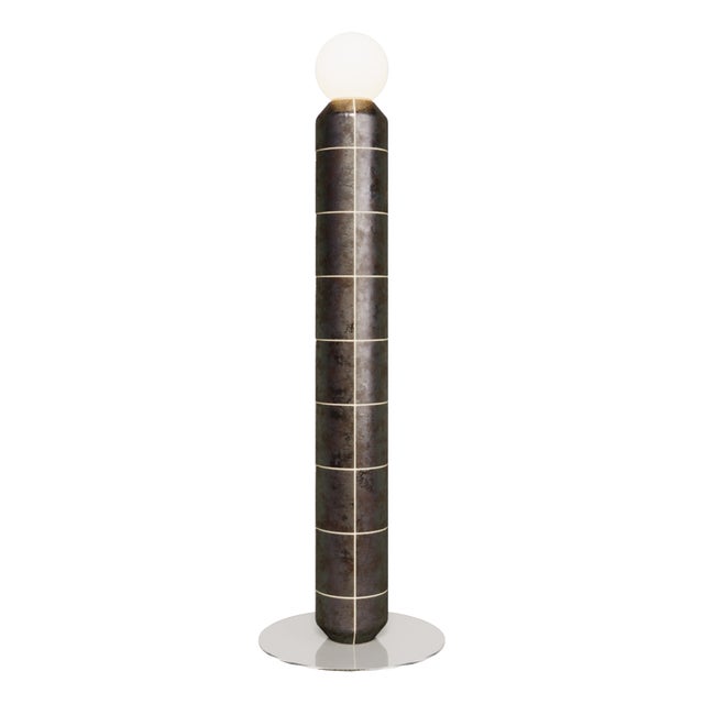 Handcrafted Ceramic and Glass Floor Lamp in Gasoline Glaze by Svitanok For Sale