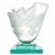 Circa 1990 Robert Guenther Signed Aqua Etched and Frosted Art Glass Leaf Vase For Sale - Image 4 of 12