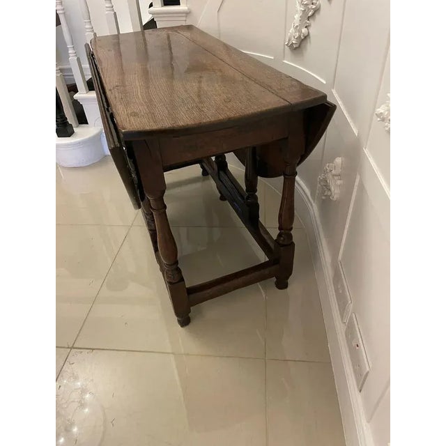 18th Century Antique Oak Drop Leaf Dining Table, 1780s For Sale - Image 4 of 11