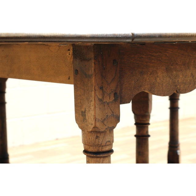 Country French Tiger Oak Drop-Leaf Gateleg Dining Table, Rustic Farmhouse Oak Table, Circa 1950s For Sale - Image 11 of 18