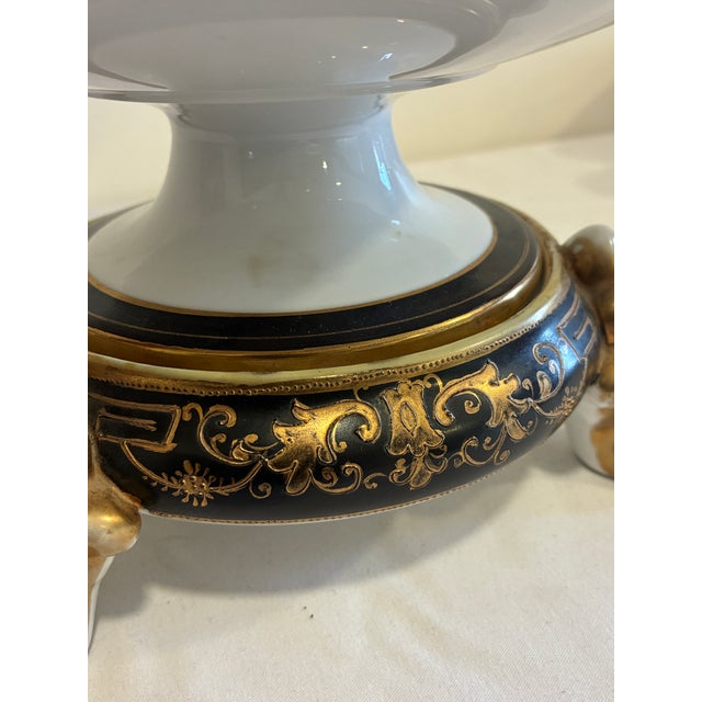 Antique Hand Painted Nippon Two-Piece Centerpiece Bowl With Footed Pedestal Base For Sale - Image 11 of 16