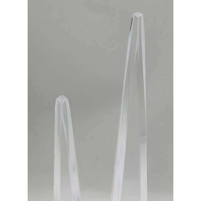Charles Hollis Jones Signed Lucite Obelisk Sculptures, Pair, 1974 For Sale - Image 11 of 15