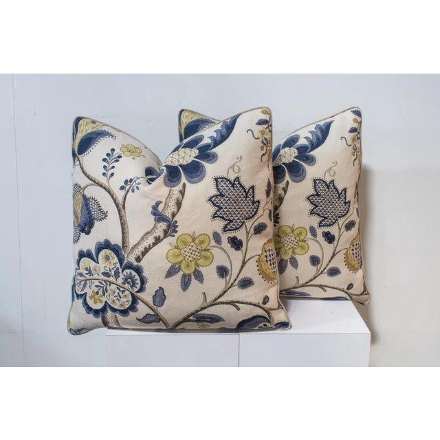 Linen Custom Pair of Linen Floral Print Pillows For Sale - Image 8 of 8