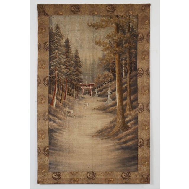 Japanese Embroidered Panel Journey to Mount Fuji Tapestry For Sale - Image 6 of 6