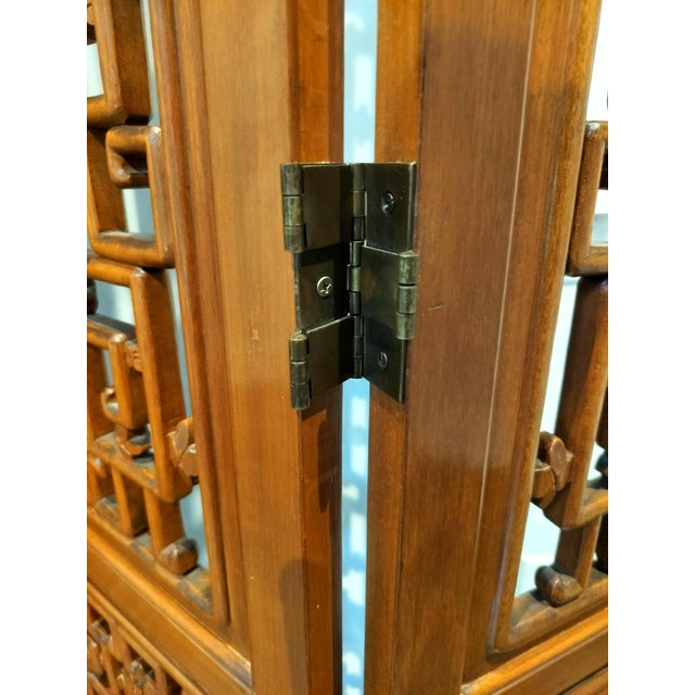 Mid Century Chinese 6 Panel Carved Rosewood Screen Room Divider For Sale In Dallas - Image 6 of 6