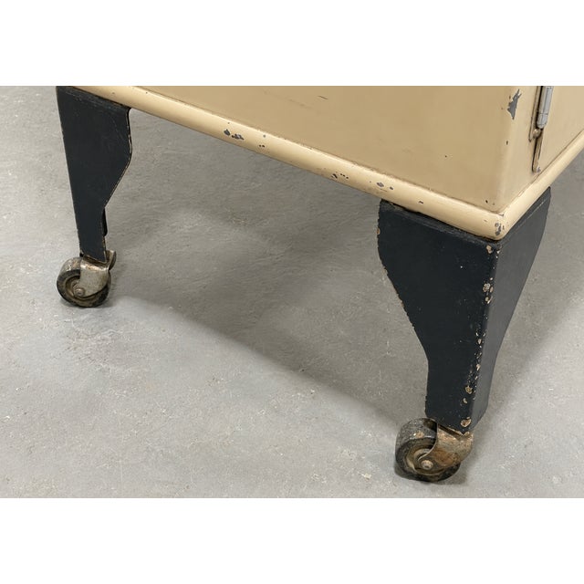Vintage Art Deco Industrial Metal Medical Cabinet on Casters, C. 1930’s For Sale - Image 13 of 13