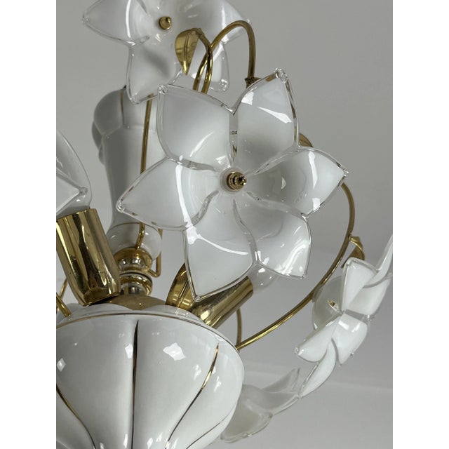 1970s Venetian 3-Light Chandelier with Murano Glass Flowers, 1970s For Sale - Image 5 of 8