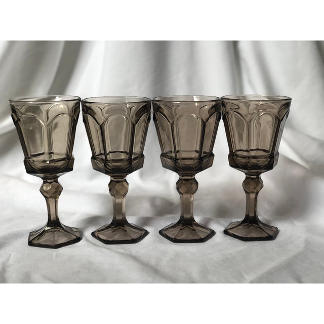 1980s Vintage Fostoria Virginia Smoke Brown Goblets Set of 4 Chairish