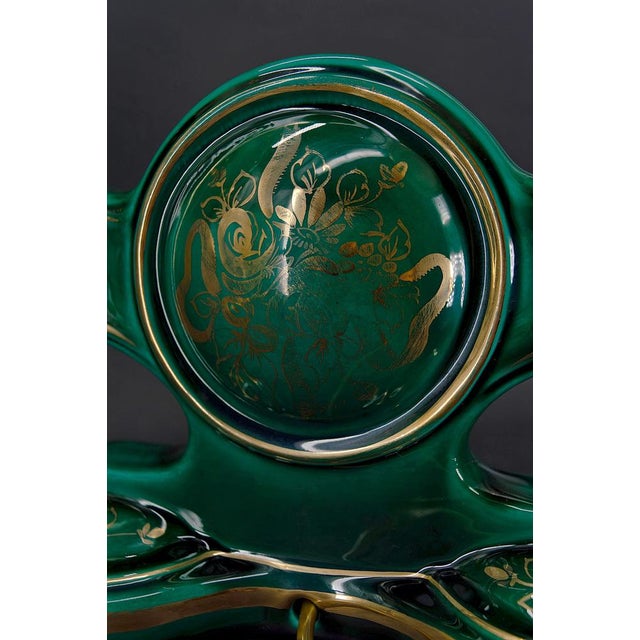 Green & Gold Earthenware Lamps, France, 1940s, Set of 2 For Sale - Image 11 of 18