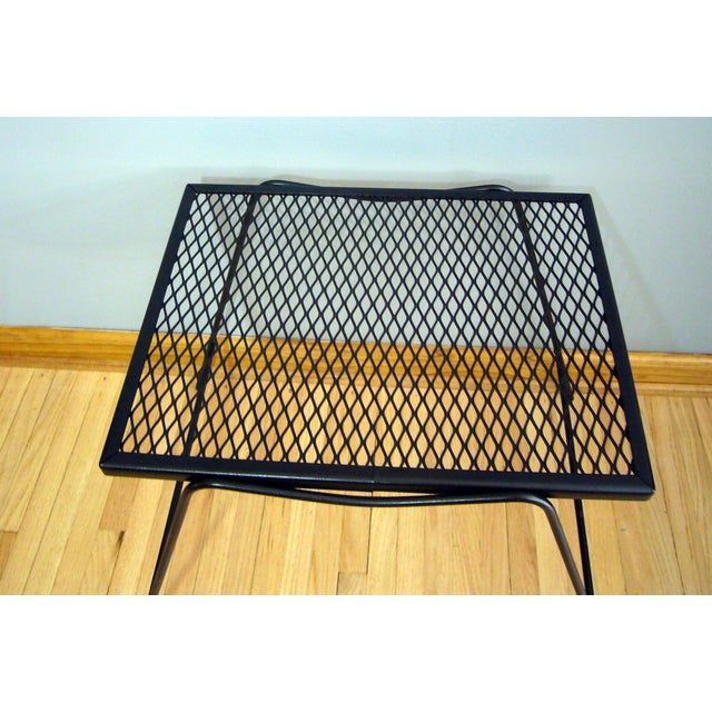 1990s Wrought Iron Stacking Side Garden Table in the Style of Woodard Meadowcraft - A Pair For Sale - Image 12 of 18