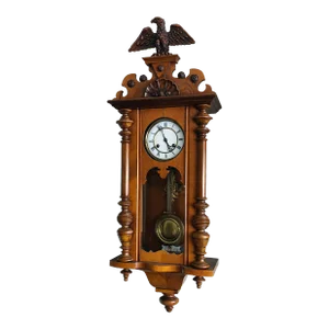 1897-1898 Antique German Mechanical Wooden Wall Clock, Rudolf Haas & Sohn