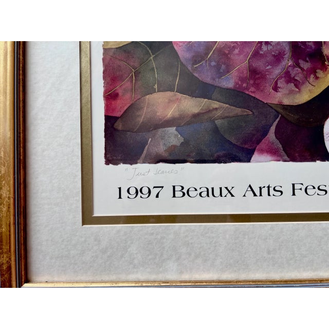 1990s Lowe Art Museum 1997 Beaux Arts Festival of Art "Just Leaves" Signed Numbered Poster Leaf Botanical For Sale - Image 5 of 10