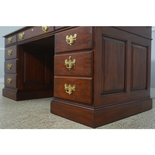 Statton Large Kneehole Cherry Executive Desk For Sale - Image 11 of 18