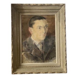 French Artist, Portrait of a Man, Early 20th Century, Pastel Drawing, Framed For Sale