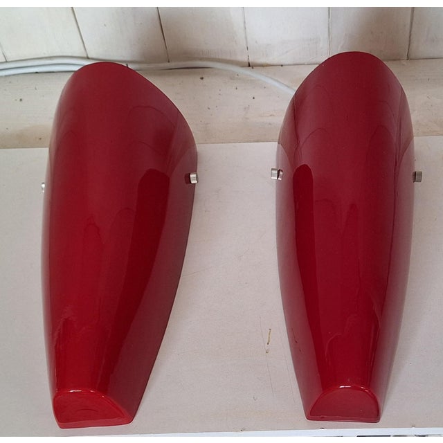 Vintage Wall Lamps in Red Glass from Trio Leuchten, 2010s, Set of 2, in Very Good conditions. Designed from 2000 This...