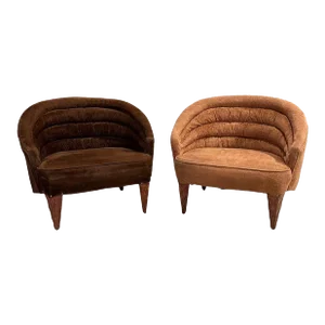 Edward Wormley for Dunbar Pair Janus Lounge Chairs, 1957