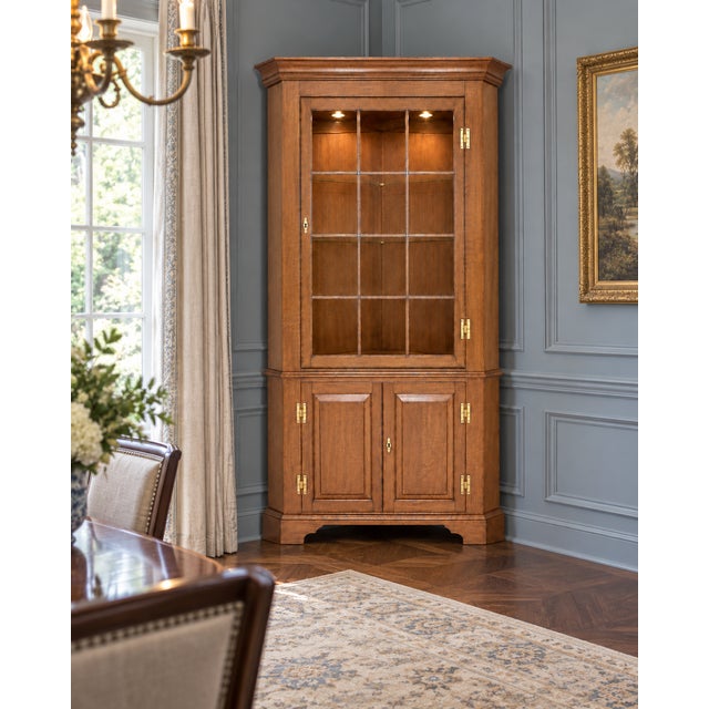 Henkel Harris Lighted Corner Cabinet Solid Wild Black Cherry For Sale - Image 9 of 9