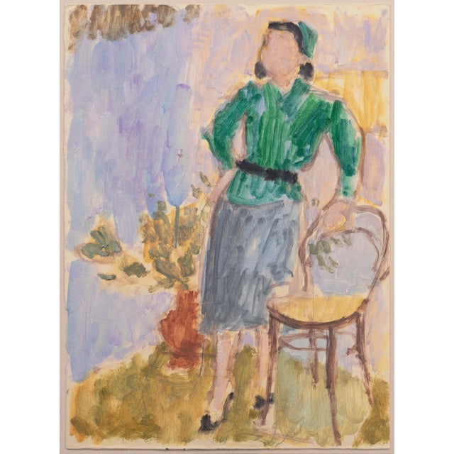 'Woman in Green' by Victor Di Gesu, Louvre, Académie Chaumière, Paris, Los Angeles County Museum of Art For Sale - Image 9 of 11