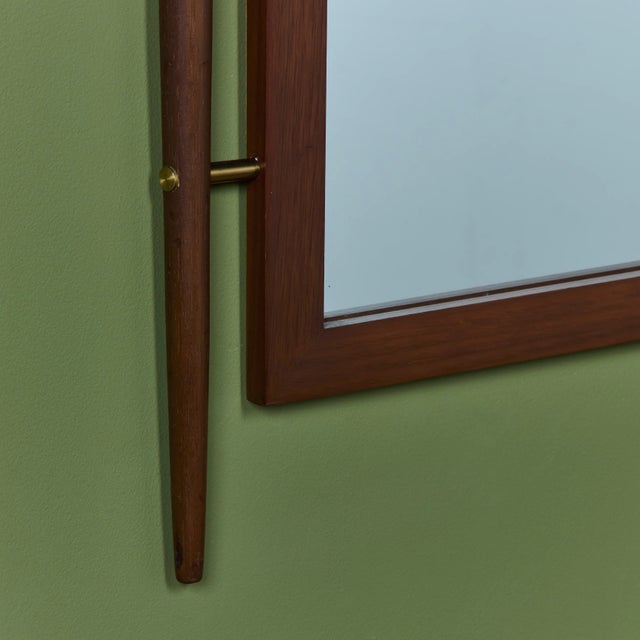 Wood Walnut Wall Mirror For Sale - Image 7 of 8