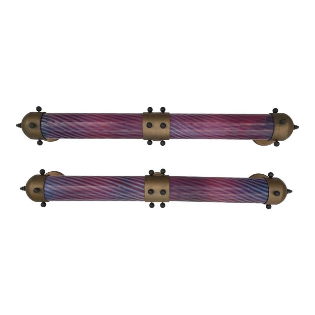 Art Deco Hand Blown Glass Sconces - a Pair For Sale