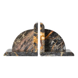 Art Deco Grey Marble Bookends, 1930s, Set of 2 For Sale
