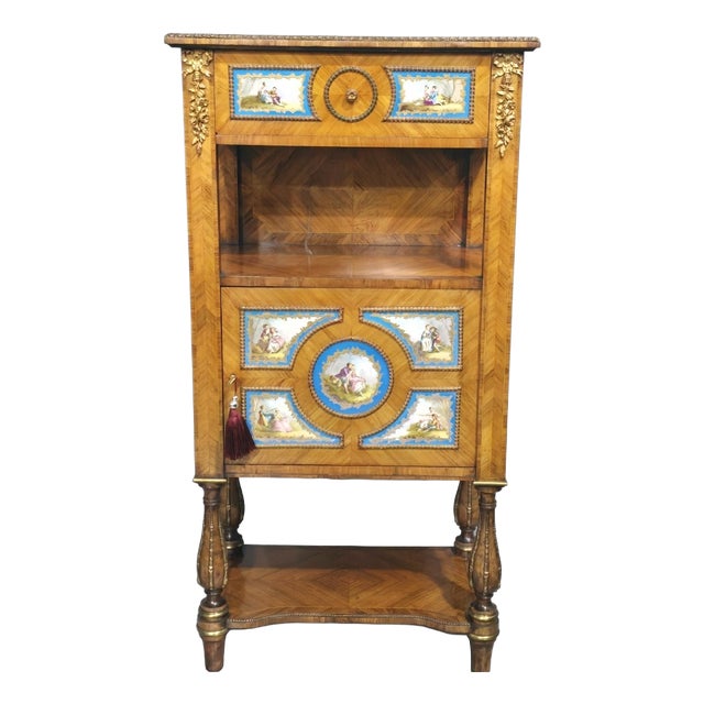Small Satinwood and Sevres Plaque Cabinet, 1880 For Sale