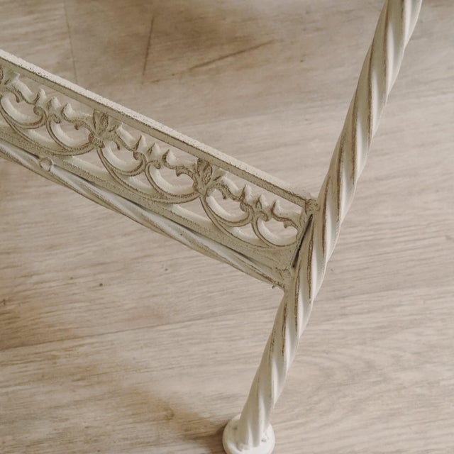 Folding Garden Seating Set with Openwork Ornamentation White Metal, Set of 3 For Sale - Image 12 of 15