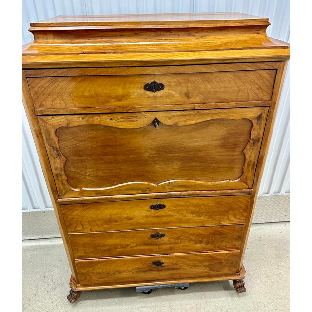 Antique Biedermeier Secretary Swedish Desk Chest of Drawers C1880 Elm/Walnut Excellent condition
