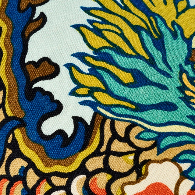 Textile Schumacher Chiang Mai Dragon Lumbar Pillow in Aquamarine For Sale - Image 7 of 9