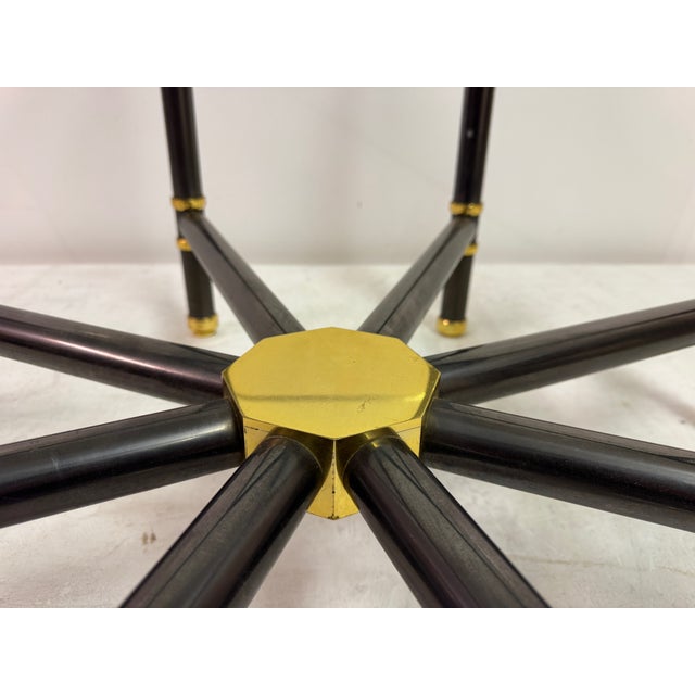 Gray Octagonal Dining Table in Gun Metal and Brass by Karl Springer, 1980s For Sale - Image 8 of 13