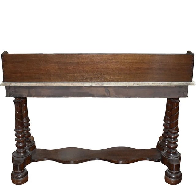 This English Victorian Marble and Wood Drinks Bar or Server is a stunning antique piece crafted in the United Kingdom...
