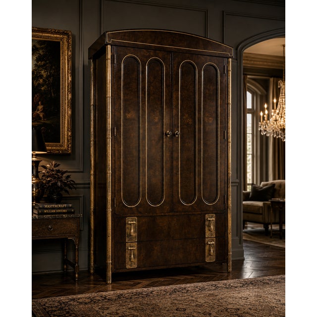 Exceptional 1970s armoire designed by William Doezema for Mastercraft Furniture Co. of Grand Rapids, Michigan. The cabinet...