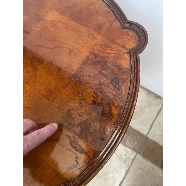 Wood 1980s Vintage Hekman Round Table With Drawer French Style Burl Mahogany For Sale - Image 7 of 10
