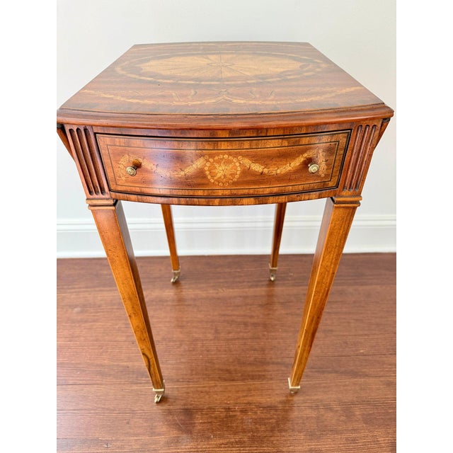 Neoclassical Maitland Smith Drop Leaf Side Table on Casters For Sale - Image 3 of 8