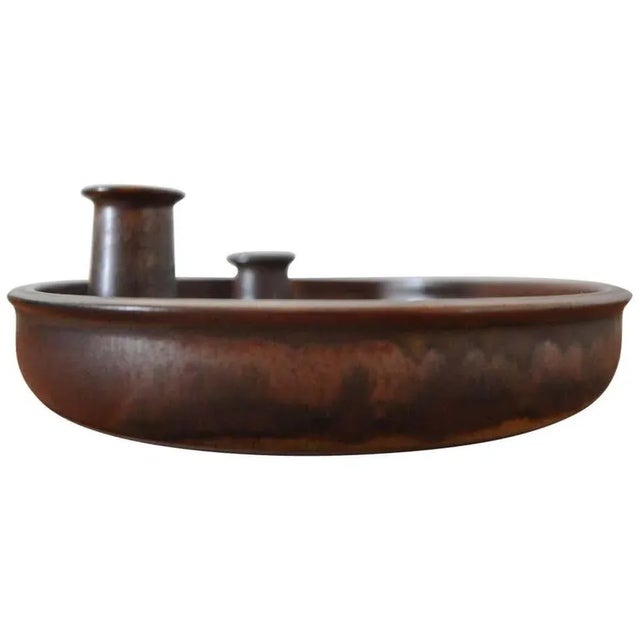 Candleholder in Stoneware with Harefur Glaze, 1970s For Sale - Image 9 of 9