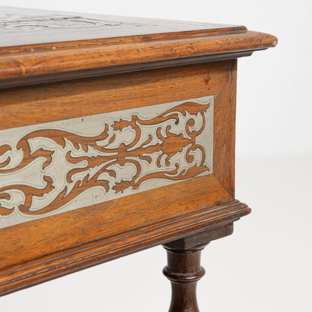 French 1880-1889 France Rich Walnut Brown Inlaid Walnut Side Table For Sale - Image 3 of 10