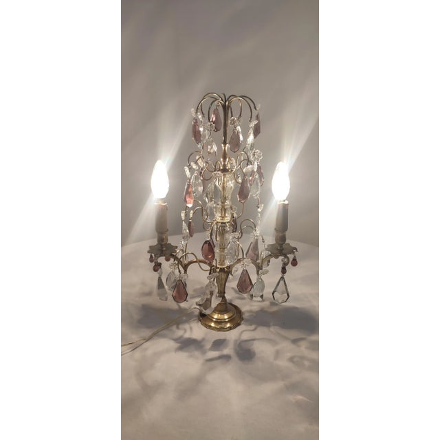 Bronze & Crystal Table Lamp, France, 1940s For Sale - Image 9 of 17