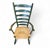 Textile Vintage High Back Ladder Chair in Green Wood with Rush Seat For Sale - Image 7 of 15