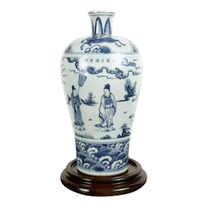 Chinese Porcelain Blue and White Garden Story Meiping