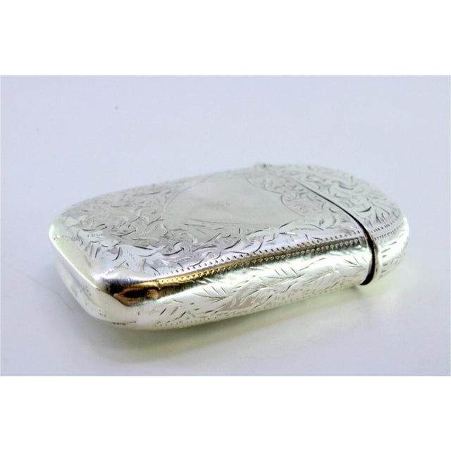 Silver Matchbox with Engraved Plant Motifs and Monogram Card For Sale - Image 6 of 8