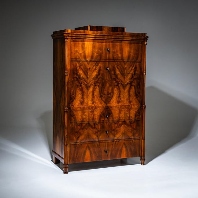 Biedermeier Walnut Secretary Desk, 1840 For Sale - Image 3 of 11