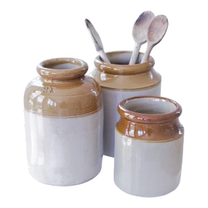 English Stoneware Utensil Crocks & Jam Jars