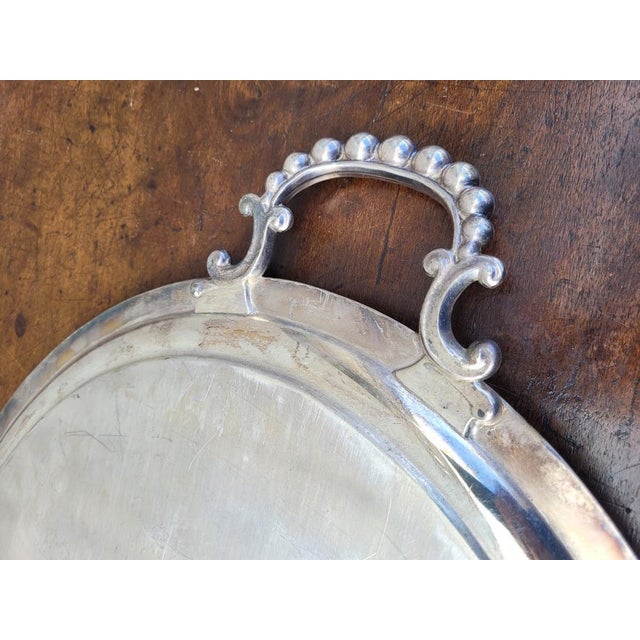 Vintage Silver Metal Tray For Sale - Image 6 of 17