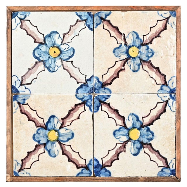 Wood Framed Set of 18th Century Portuguese Tiles For Sale - Image 7 of 7
