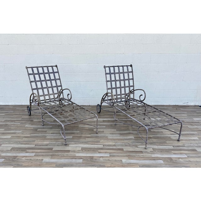 Vintage Pair Brown Jordan Florentine Chaise Lounge Chairs With Original Cushions For Sale - Image 9 of 18