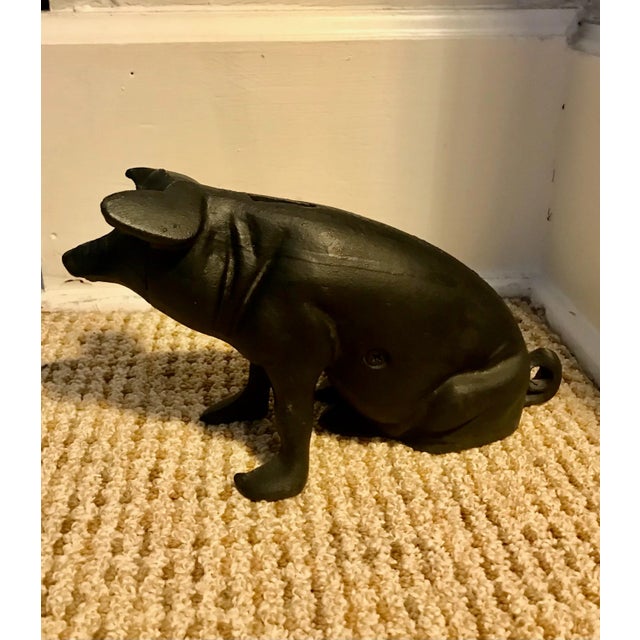 This 19th Century iron Little Piggy bank 'stayed home,' thus preserving its excellent condition.