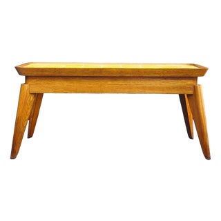 Vintage Coffee Table in Oak with Yellow Tiled Top, France, 1950s For Sale