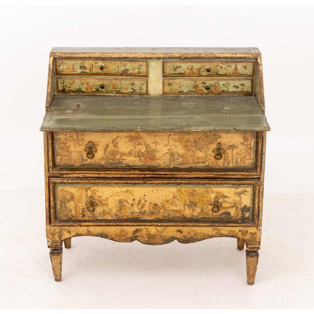 Chinoiserie Venetian Chinoiserie Painted Secretaire For Sale - Image 3 of 14