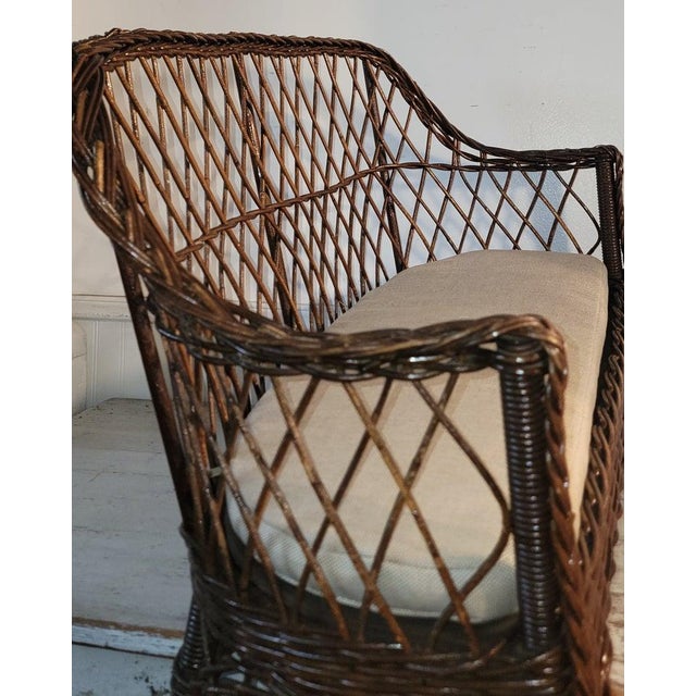 Brown 1940s Heywood Wakerfield Wicker Set of Four Childrens Chairs and Table Set, 4 Pieces For Sale - Image 8 of 15