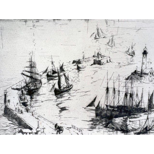 1920s "Snug Harbor" Etching of a Romantic Harbor Scene 1928 by Armin Hansen For Sale - Image 5 of 7